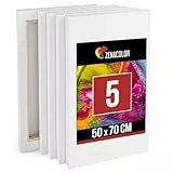Zenacolor Leinwand auf Keilrahmen 5er Set - 50x70 Canvas Zum Bemalen - 5 Stück 100% Säurefreie Baumwolle - Groß für Alle Farbarten