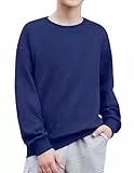 Arshiner Sweatshirt für Kinder Marineblau Langarm Oberteile Jungen Classic Top Boy T-Shirts Einfarbig Pullover Freizeit Kinderbekleidung 150/11-12 Jahre
