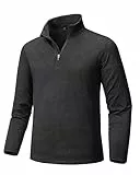 Tansozer Funktionsshirt Herren Langarm Ski Pullover Fleece Half Zip Langarmshirt Sport Atmungsaktiv Wandershirt Polo, Schwarz, M