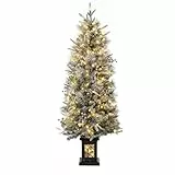 140cm Weihnachtsbaum Künstlich mit Warmweißer Beleuchtung 200 LEDs - Künstlicher Weihnachtsbaum mit 8 Einstellbare Modi und Europäischer Stecker, 4.5ft Tannenbaum Künstlich PVC mit Beckensockel