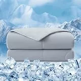 EMME Kühldecke Sommerdecke Kühlend - 135 x 210 cm Doppelseitig Kühlende Decke Arc-Chill Q-Max0,45 Kühlende Bettdecke Dünne Steppdecke Cooling Blanket Kuscheldecke, Grau