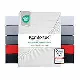 Komfortec Mikrofaser Spannbettlaken 90x200 cm – Weiches Spannbetttuch mit Rundumgummi – Fitted Sheet für Matratzen bis 30 cm – Weiß – Oeko-Tex – Pflegeleicht & Hautfreundlich – 90g/m²