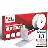 Klick Berlin Klettband Selbstklebend Schmal | 2 cm X 3 m | Klett Klebeband klebt auf vielen Flächen | Klettverschluss | 20mm breit, 3 Meter lang weiß