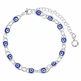 Holibanna Armband Mit Nazar Für Frauen Böser Blick Türkischer Blauer Augen Charm Handgelenkschmuck Versilbert Handgefertigt 8.5 Zoll