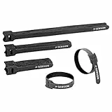 SEBSON Klettband Kabelbinder wiederverschließbar 50er Set - 12mm Breite; 25cm/ 15cm/ 10cm Länge - Klettband schwarz, variabel verschließbar