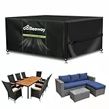 BEEWAY Gartenmöbel Abdeckung Wasserdicht, Schutzhülle Abdeckplane für Gartentische Terrassenmöbel Möbelsets - 420D Oxford Gewebe, Anti-UV, Winterfest, 200 x 160 x 73cm