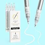 Pinturale Arts Acrylstifte Weiß | 4er Set Acrylstift Weiß Mit Unterschiedlichen Spitzen: Feine 0,7 mm und Extra Feine 0,5 mm | Weißer Marker Für Steine, Metall, Stoff, Keramik, Holz, Glas