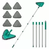 JEHONN Bodenwischer Wischmopp mit Langem Griff 200CM, 3-In-1 Wand Mop mit 6 Ersatz Mikrofaser Chenille Pads für Decke, Gemalte Wände, Fenster, Boden, Baseboard (Grün)