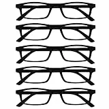 OPULIZE Ted Lesebrille 5er Pack Schmaler Matt Leichter Rahmen Schwarz Federscharniere Kratzfest Herren Damen RRRRR17-1 +1.50