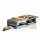 Princess Raclette Grill/Steingrill für bis zu 8 Personen – mit 8 Pfännchen und regelbarem Thermostat, 162820 01.162820.01.001, schwarz