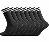 Socken Herren Damen Sportsocken 4 paar Tennissocken Schwarz Lange Baumwollsocken Laufsocken Arbeitssocken,Schwarz,47-50