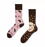 Dedoles Socken Unisex Damen Herren & Kinder Baumwolle viele lustige Designs 1 Paar Geschenk links rechts verschieden, Farbe Rosa, Motiv Igel, Gr. 39-42