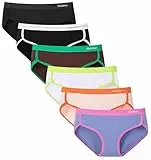 TUTUESTHER Unterhosen Damen Baumwolle Slips Bequem Hipster Unterwäsche Stretch Panties Frauen Schlüpfer Atmungsaktive Weich 6er Pack(42,2 Schwarz/Braun/Beige/Graublau/Weiß)