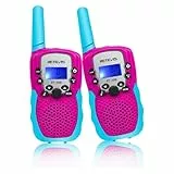 Retevis RT388 Walkie Talkie Kinder, 8 Kanäle Funkgerät Große Reichweite mit Taschenlampe VOX, Geschenk Spielzeug ab 3-12 Jahre für Reise, im Freien (1Pcs, Blue-Pink)