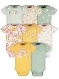 Gerber Baby-Mädchen 8er-Pack kurzärmelige Onesies-Bodys, goldenes Blumenmuster, 6–9 Monate