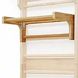 Physionics® Abnehmbare Klimmzugstange für Sprossenwand - belastbar bis 100 kg, 3 Sprossen, 73 x 45 x 27 cm, aus Holz, höhenverstellbar - Klimmzugbügel, Reckstange, Einhängebügel, Turnwand