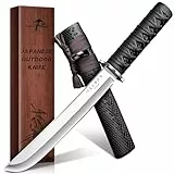 Purple Dragon Messer Outdoor Japan – Aus einem Stück D2 Stahl geschmiedet – Samurai Messer mit Holzholster für Camping – Outdoor Geschenke für Männer