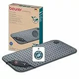 Beurer HK 123 Heizkissen, Made in Europe, Ober- und Unterseite aus 100% recyceltem Material, kuschelig weich, 60 x 30 cm, 6 Temperaturstufen und Abschaltautomatik, maschinenwaschbar, grau