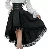 CR ROLECOS Gothic Rock Schwarz Mittelalter Rock Damen Vintage Piratenrock Halloween Cocktail S