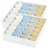 DIMJ Unterwäsche Socken Organizer - 2er Set, 48 Fächer (2x24) Schrank Schubladen Organizer, Faltbare Ordnungssystem Kleiderschrank, Aufbewahrungsboxen Kleidung, für kommode, Krawatten, Weiß