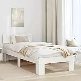 HOMEELIKE Stabiler Bettrahmen aus nat¨¹rlichen Kiefernholz 80x200 cm Weiss Modernes Design Matte Oberfl?Che Ohne Boxspring