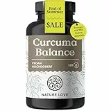NATURE LOVE® Curcuma Balance - 180 Kurkuma Kapseln - hochdosiert 1500mg - 95% Extrakt - schwarzem Pfefferextrakt 10mg mit 90% Piperin/Tagesdosis - vegan, laborgeprüft und in Deutschland produziert