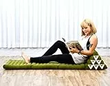 Leewadee - Bequeme Japanische Bodenmatratze - Thai Bodenliege mit Dreieckskissen - Futon Klappmatte - Thai Massagematte, 170 x 53 cm, Grün