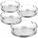 com-four® 4X Aschenbecher aus Glas - Abascher für Haushalt und Gastronomie - Glasaschenbecher für Zigaretten - Rauchwarensammler aus 5 mm dickem Glas - Tischaschenbecher (04 Stück - transparent)