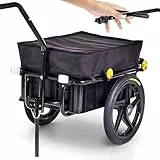 SAMAX Transportanhänger 70 Liter / 60 Kg Fahrradanhänger Lastenanhänger mit Kupplung Fahrrad Anhänger Handwagen mit Kunststoffwanne in Schwarz