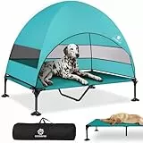CJYMMFAN Erhöhtes Hundebett Outdoor mit Dach，Hundeliege Klappbar mit Anti-Rutsch-Füßen, Hundezelt Outdoor mit Großem Schatten, Kühlendes ErhöHtes Hunde Bett für Camping, Garten, Strand & Pool
