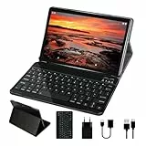 SUAAT 2025 10 Zoll Android Tablet 4 GB RAM + 64 GB ROM mit Quad Core | Akku 8000 mAh | Dual-Kamera 5+8 MP | WiFi 5G | Bluetooth | OTG | MicroSD 4-256 GB, mit Schutzhülle - Grau