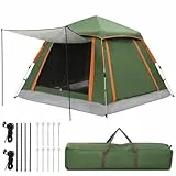 HAUSPROFI Zelt 2-3 Perosonen Pop Up Zelt, Camping Zelt mit Vorzelt Fenster, Große Wasserdicht Automatisches Wurfzelt, Doppeltürlüftung, Moskitoschutz, 2 Schichten Kuppelzelt für Camping Familien Reise