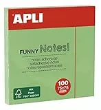 APLI 19084 Funny Haftnotizen, 75 x 75 mm, 100 Blatt, Pastellgrün