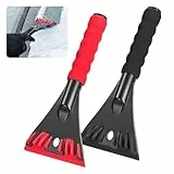 Ninonly 2Stück Eiskratzer Auto 2 In 1 Ergonomischer Profi Scheibenkratzer Auto Schnell, Sicher, Effizient Kratzer Auto Eiskratzer Scheibenkratzer für Winter aus Premium ABS Schwarz+Rot