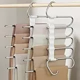 DAMITA Hosenbügel Kleiderbügel Hosen Platzsparend Weiß Kunststoff 2 Stück 5 in 1 Plastik Edelstahl Stabil Faltbare Keine Installation Erforderlich Schrank Organizer Schals Jeans Kleidung