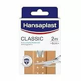 Hansaplast Classic Pflaster (2 m x 6 cm), zuschneidbare Wundpflaster mit extra starker Klebkraft & Bacteria Shield, flexibles und atmungsaktives Verbandsmaterial