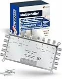 SCHWAIGER 5217 SAT Multischalter 2 auf 8 I SAT-Verteiler für 8 Teilnehmer I 8-Fach Verteiler für 2 Satellitensignale I energieeffizient & zuverlässig I Satelliten-Multiswitch aus Aluminium