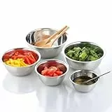 GLEAVI Edelstahl Rührschüssel Set 5 Teilig Mit Messskala Nistbar Spülmaschinenfest Für Salat Zubereitung Waschen Kochen Küchenschüsseln Organizer