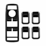 Fensterschalter Knopfabdeckung, Fydun 5 Stücke Auto Fenster Schalter Button Cover Kohlefaser Taste Trim Abdeckung Rahmenverkleidung für A B C E Cla Glla Gl Ml Gle W204