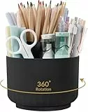 SKYDUE Schreibtisch Organizer, 360 Grad Stiftehalter Drehbar, Stifte Organizer Mit 5 Fächern, Stiftehalter Schreibtisch Für Büro, Schule, Zuhause(Schwarz)