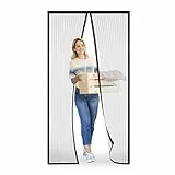 Fliegengitter Tür 100x210cm, Meet Beauty Fliegengitter Balkontür Schwarz, Magnet Insektenschutz für Einfache Montage Ohne Bohren