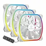 ENERMAX SquA RGB PWM 120 mm ARGB PC-Lüfter mit RGB-Steuerbox 3 Stück– Lufteinlass – Vortex-Rahmen – hoher Luftstrom –300-1.500RPM - Weiß – UCSQARGB12P-W-BP3