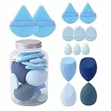 Generic 14pc Makeup Blender Schwamm Set, Soft Beauty Schwamm Blender & Puderquaste, Wet & Dry Use, Blau, Eiform, Gummi, für Foundation, Concealer, Fixierpuder