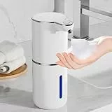 Fantictas Automatischer Seifenspender, elektrischer Schaumseifenspender, USB wiederaufladbar, 4 Stufen verstellbar, 380 ml Wandhalterung, geeignet für Badezimmer/Küche/Geschirrspülmittel, Weiß