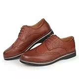 Hawkwell Herren-Halbschuhe mit Flügelkappe, Brogue-Schuhe, Übergröße, EU-Größe 47, 48, 49, 50, 51, braunes PU, EU 48