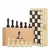 Schach Schachspiel Set klappbares Schachbrett mit Schachfiguren aus Holz 20 x 20 cm - Chess Board Spiel für Kinder und Erwachsene Reiseschach hochwertig und edel