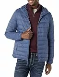 Amazon Essentials Herren Leichte, Wasserabweisende, verstaubare Kapuzenjacke, Indigo, M