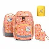 SKYSPER Schulranzen-Set 5-teilig, Schulrucksack Ergonomischer Tragesystem mit Regenhülle und Reflexstreifen für Mädchen Jungen Kinder 1. klasse Outdoor Aktivitäten