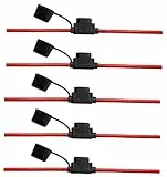 Offgridtec 6mm² Flachsicherungshalter für Kfz-Bladesicherungen, isoliertes Gummigehäuse mit wasserdichtem Deckel, 40A, 25cm Kabel, Überstromschutz für Fahrzeuge, Solar, Industrieanwendungen (5 Stück)