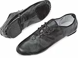 Diamant TANZSCHUHMANUFAKTUR Jazzschuh Modell JS2-CG-SW mit Schnürung und geteilter Gummisohle in schwarz Leder (Schwarz, EU Schuhgrößensystem, Erwachsene, Numerisch, M, 37)